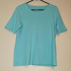 TALBOTS cotton scoop neck‎ top baby blue Large